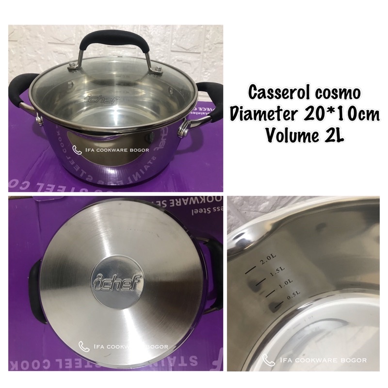 Casserol (panci) 20cm by Ichef (satuan cosmo set)