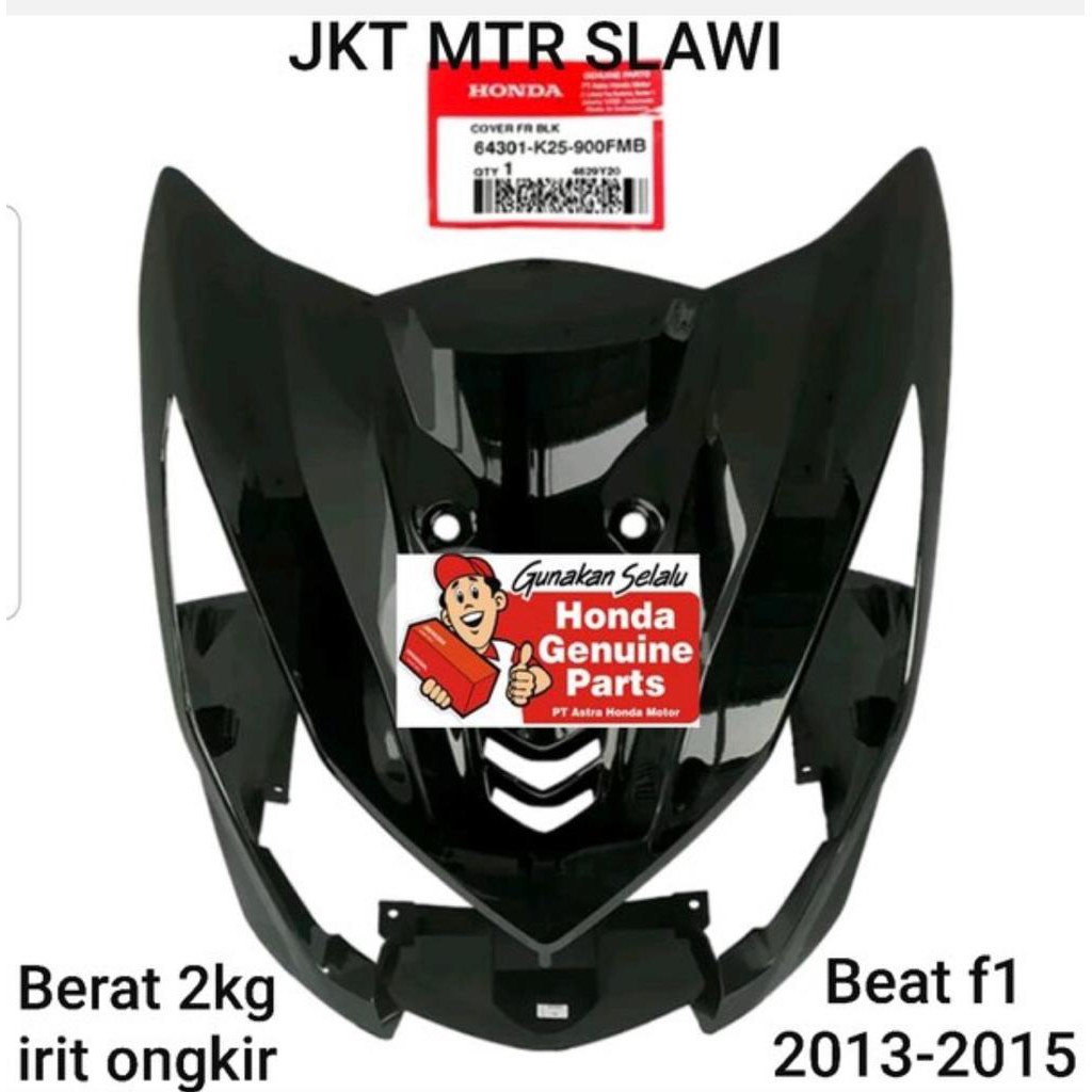 64301-K25-900FMB cover front panel depan panel depan krodong warna hitam lampu beat f1 2013-2015 ori honda ahm