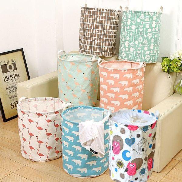 KERANJANG BAJU CUCIAN PAKAIAN KOTOR LAUNDRY BASKET KERANJANG BULAT - LAUNDRY BAG MOTIF