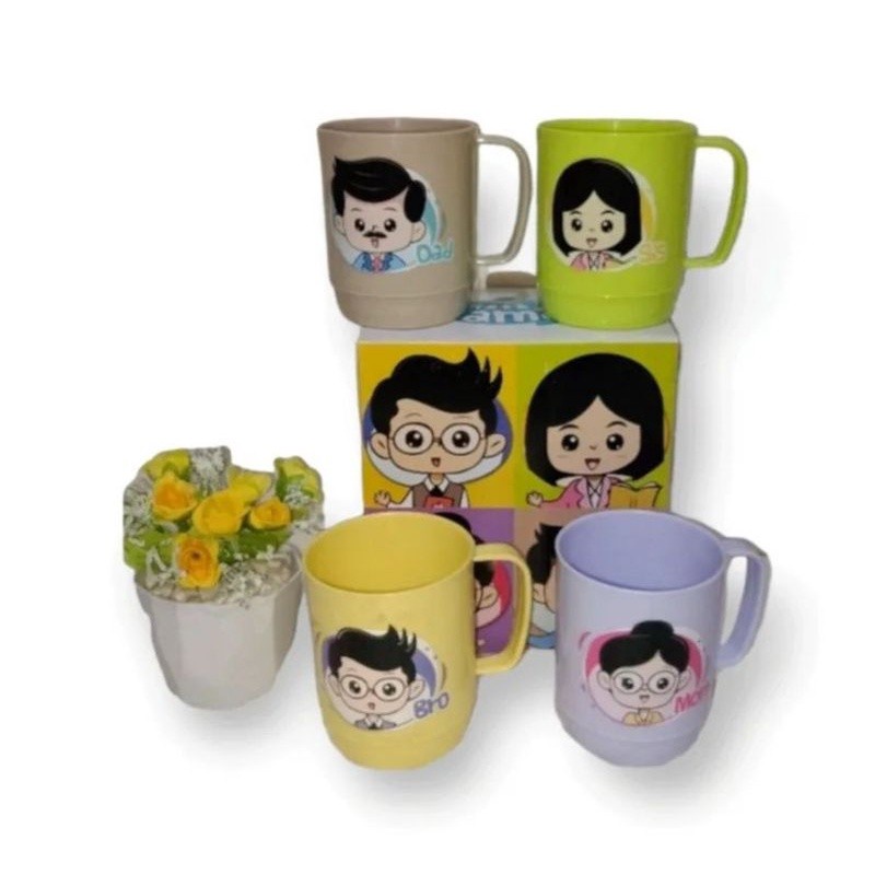 Mug Family Gelas set Family isi 4