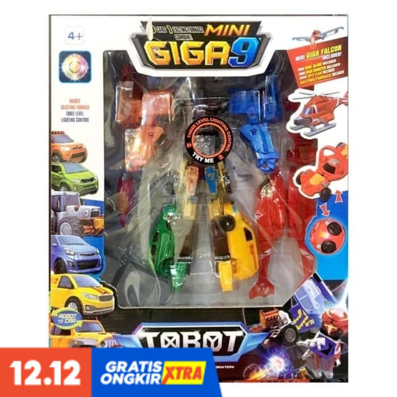 SUPER PROMO TOBOT MINI GIGA 9 COMBINE 9 CARS - MAINAN KOLEKSI ANAK TERMURAH