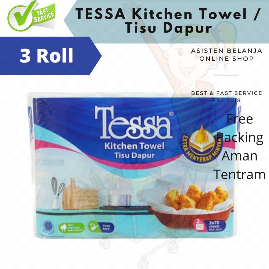 TESSA Tisu Dapur 3 Roll (3 gulung) Serap Minyak Kitchen Tissue Towel