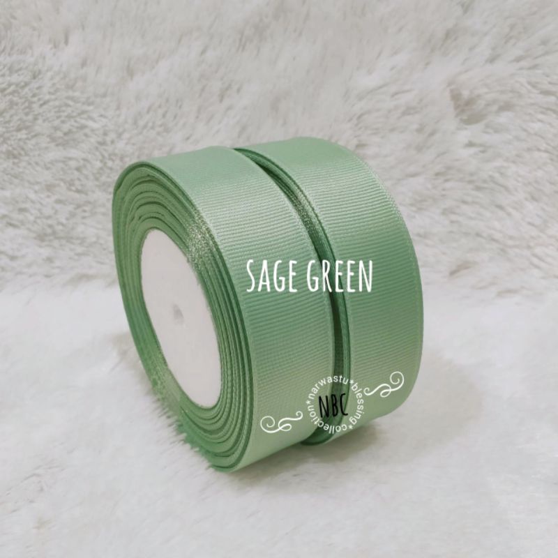 

Pita grosgrain warna Sage Green 2,5cm (1 inchi)
