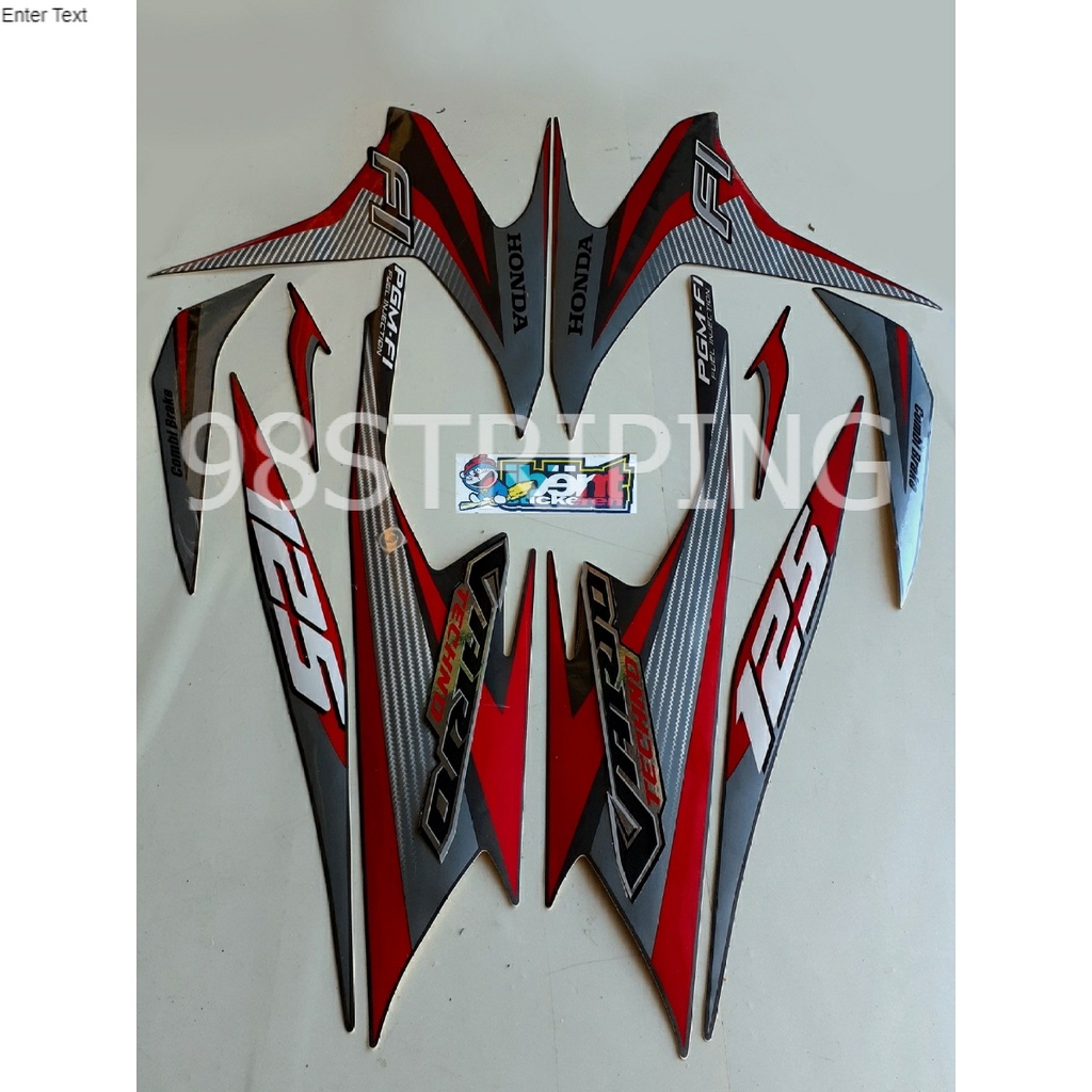 STIKER STRIPING LIS STANDAR ORI HONDA VARIO 125 F1 FI TECHNO MERAH SILVER TAHUN 2014