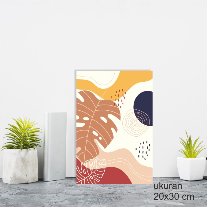 IDE 382- Hiasan dinding poster kayu abstrak hand drawn B