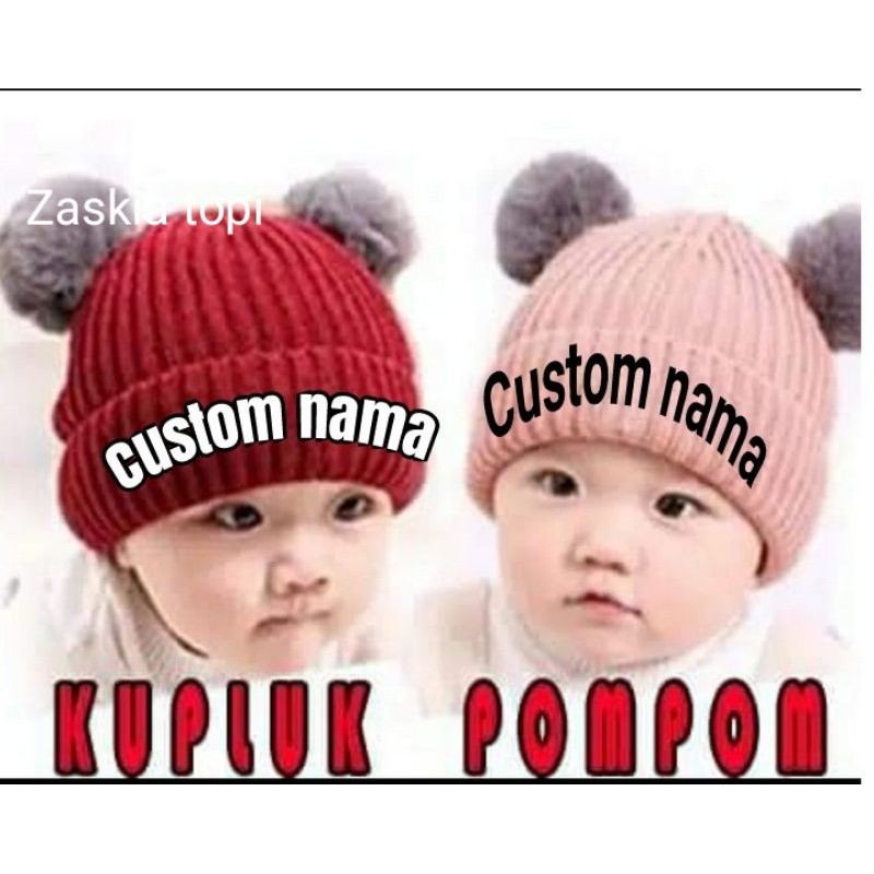 TOPI KUPLUK BAYI RAJUT AKSESORIS BODIR NAMA KUPLUK ANAKBORDIR NAMA