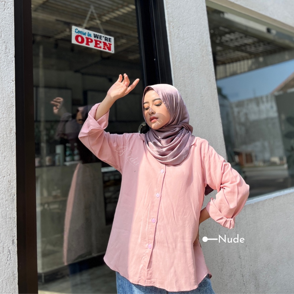 Emily Kemeja Rayon Polos Tanpa Saku Premium