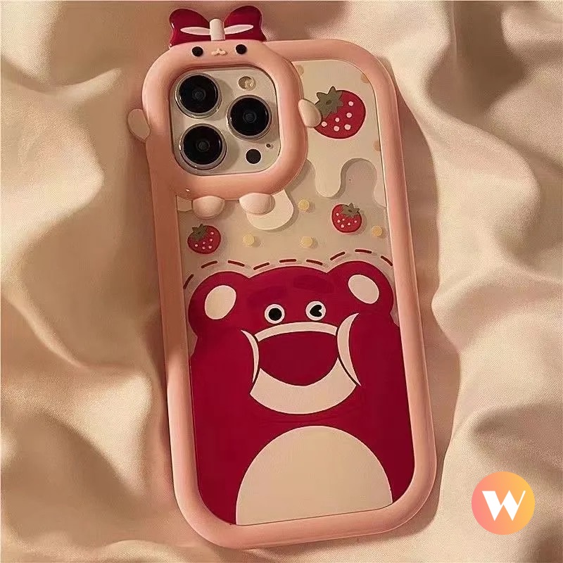 Soft Case Desain Kartun Winnie the Pooh Strawberry 3D Untuk IPhone 14 13 11 12 Pro MAX 6 6S 7 8 14 Plus XR X XS MAX SE 2020