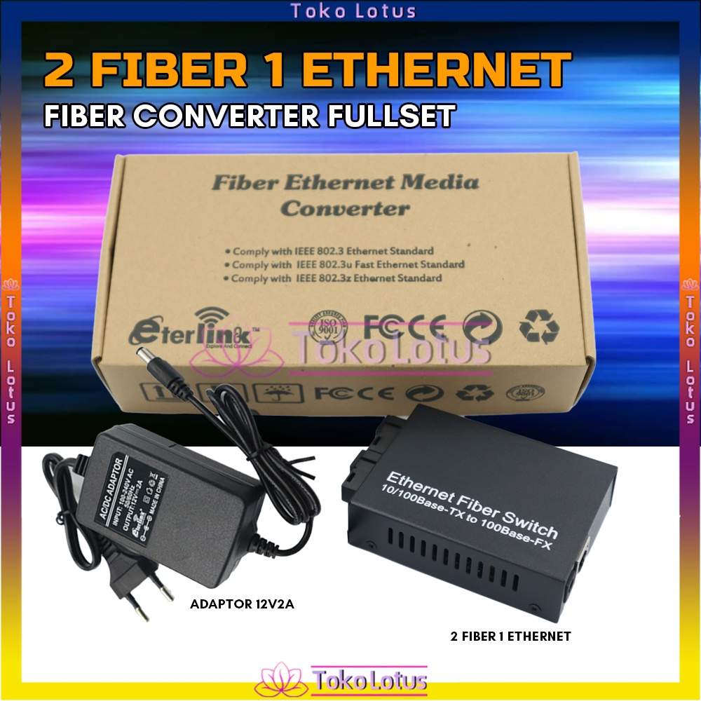 [Bisa Bayar COD] Konverter Saja / Fullset 2F1E - CM2F1E -POE MEDIA CONVERTER 10/100 20KM SC - Media Konverter Fiber Optik