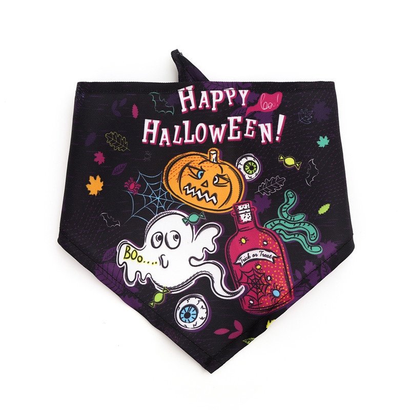 Syal Bandana Anjing / Kucing Peliharaan Bentuk Segitiga Desain Penyihir Untuk Halloween