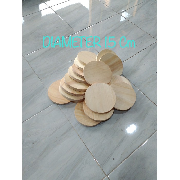 Talenan Kayu Model Bulat Diameter 15 cm / Wooden Cutting Board