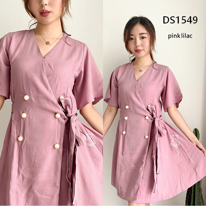 DS1549 - DRESS CASUAL BASIC WOOLPEACH DRESS KIMONO WANITA MODERN MURAH