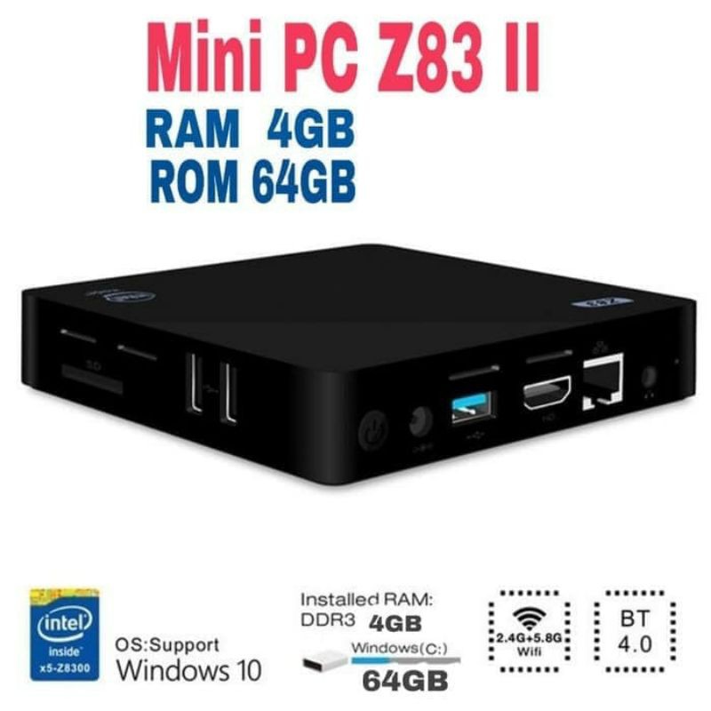 Mini PC Z83 II 4GB Ram 64GB Rom Intel X5 Quadcore HDMI Wifi Windows 10 - Hitam