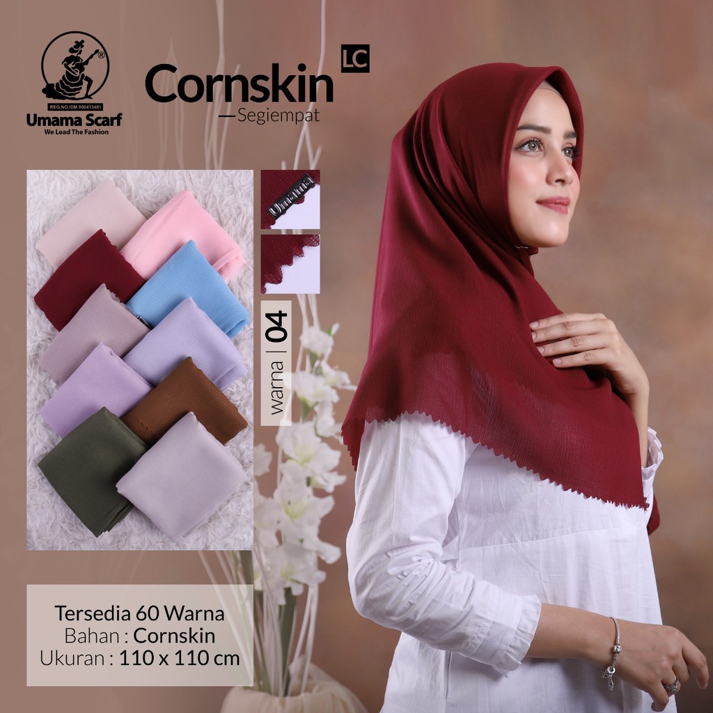 [Pilih Warna] CORN SKIN LC Ori UMAMA Laser Cut Square Hijab Premium segiempat CORNSKIN 110X110 CM
