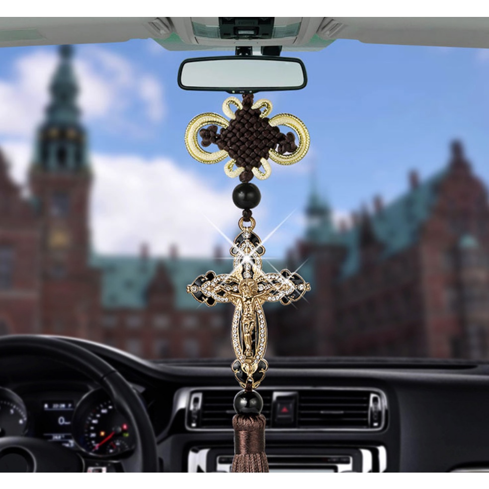 Gantungan Spion Mobil SALIB with Patung Yesus Christian Cross