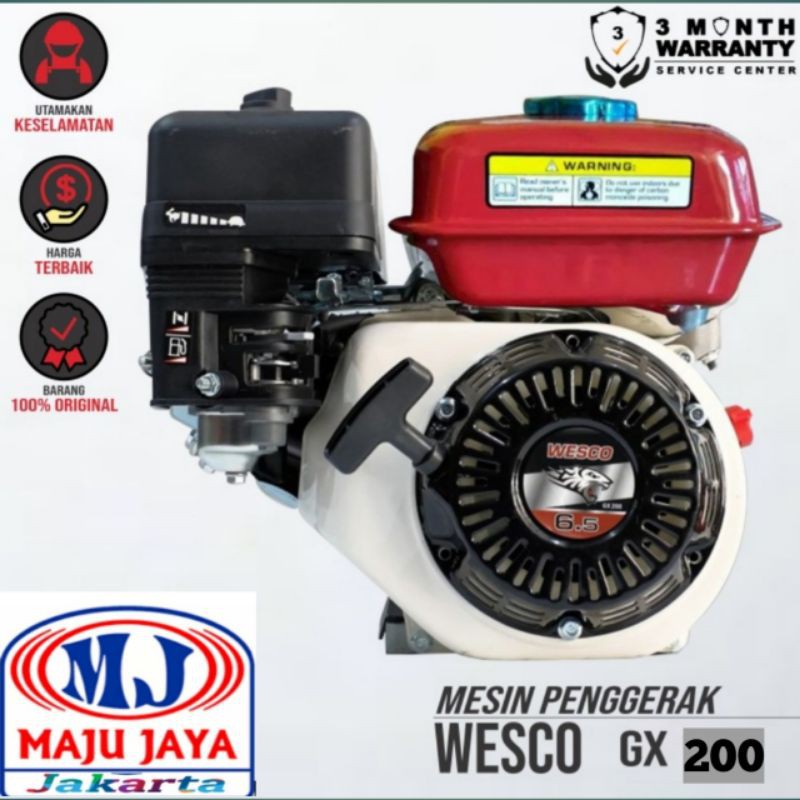 Mesin Penggerak Bensin Wesco GX 200 6,5Hp 4Tak Engine Penggerak Serbaguna Wesco GX-200