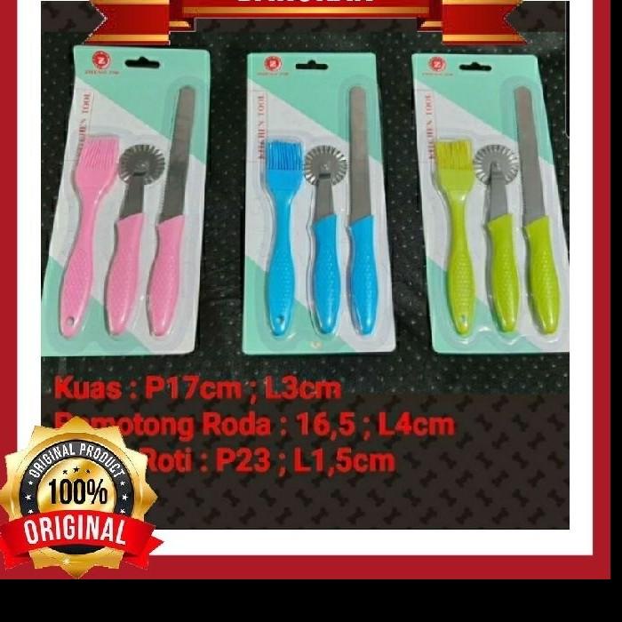 Kuas | Kitchen Tools Set, Psau Roti Set ( Piso Roti+ Rader Kue+Kuas Silicon)