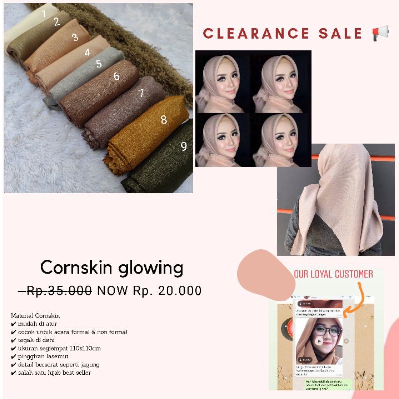 CLEARANCE SALE 3 CORNSKIN HIJAB SEGIEMPAT | KERUDUNG