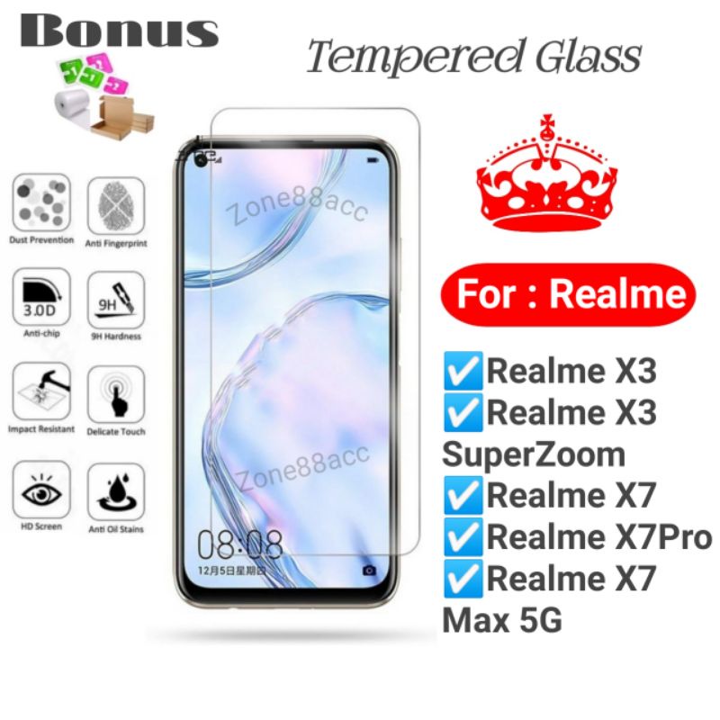 Antigores Tempered glass screen guard protector Realme X3 X3superzoom superzoom X7 X7pro X7Max Super Zoom 5G TG Bening Antiblue Spy Blue light Full Garskin Lensa Lens Pelindung Layar 9D