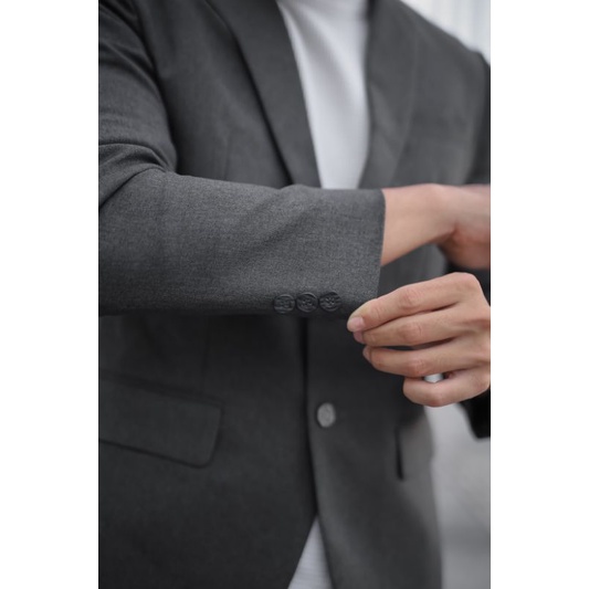 Mubeng - Elegant Jas Slimfit Dark Grey (Free Cover Jas)