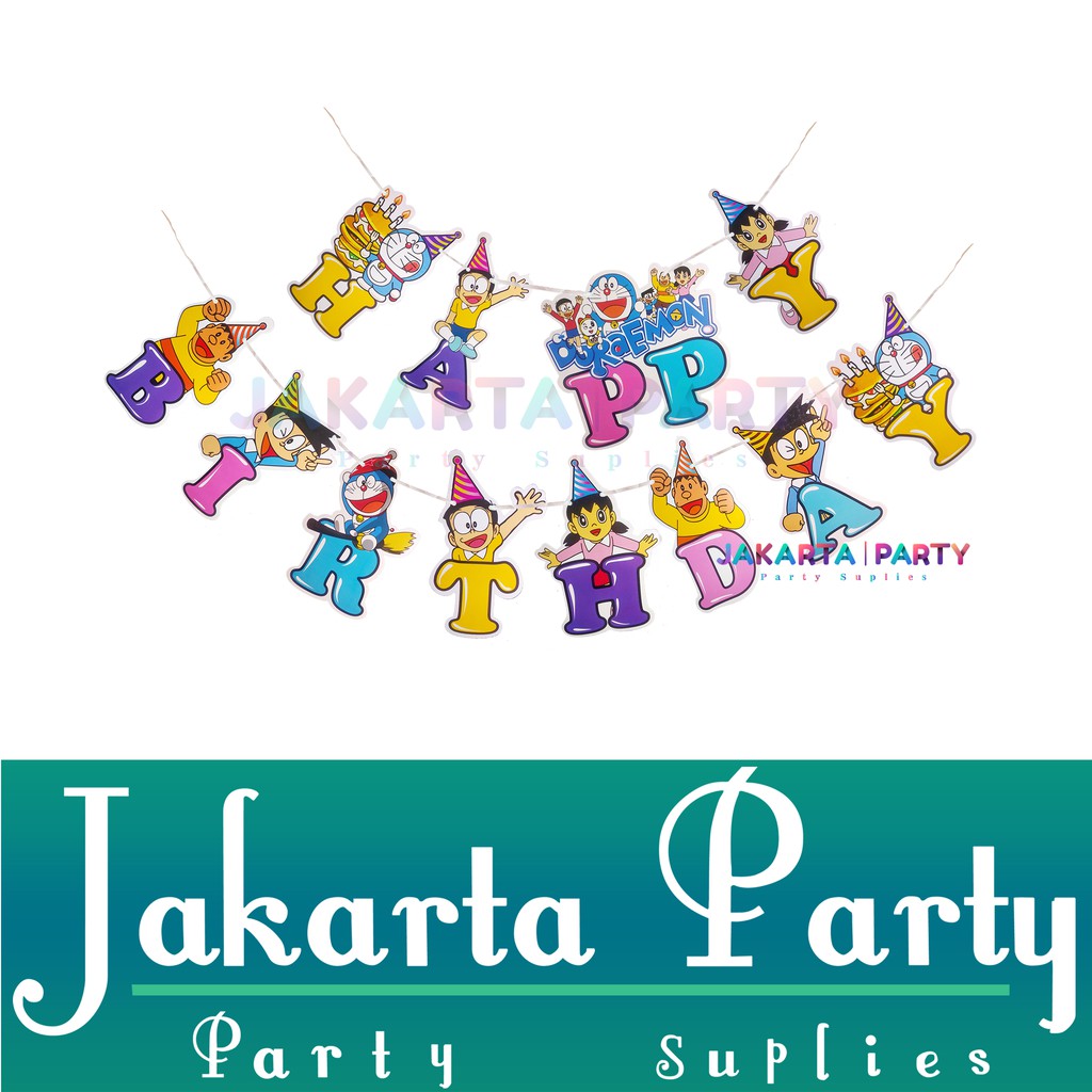 Banner HBD Doraemon #2 / Bunting Flag Doraemon / Party flag doraemon