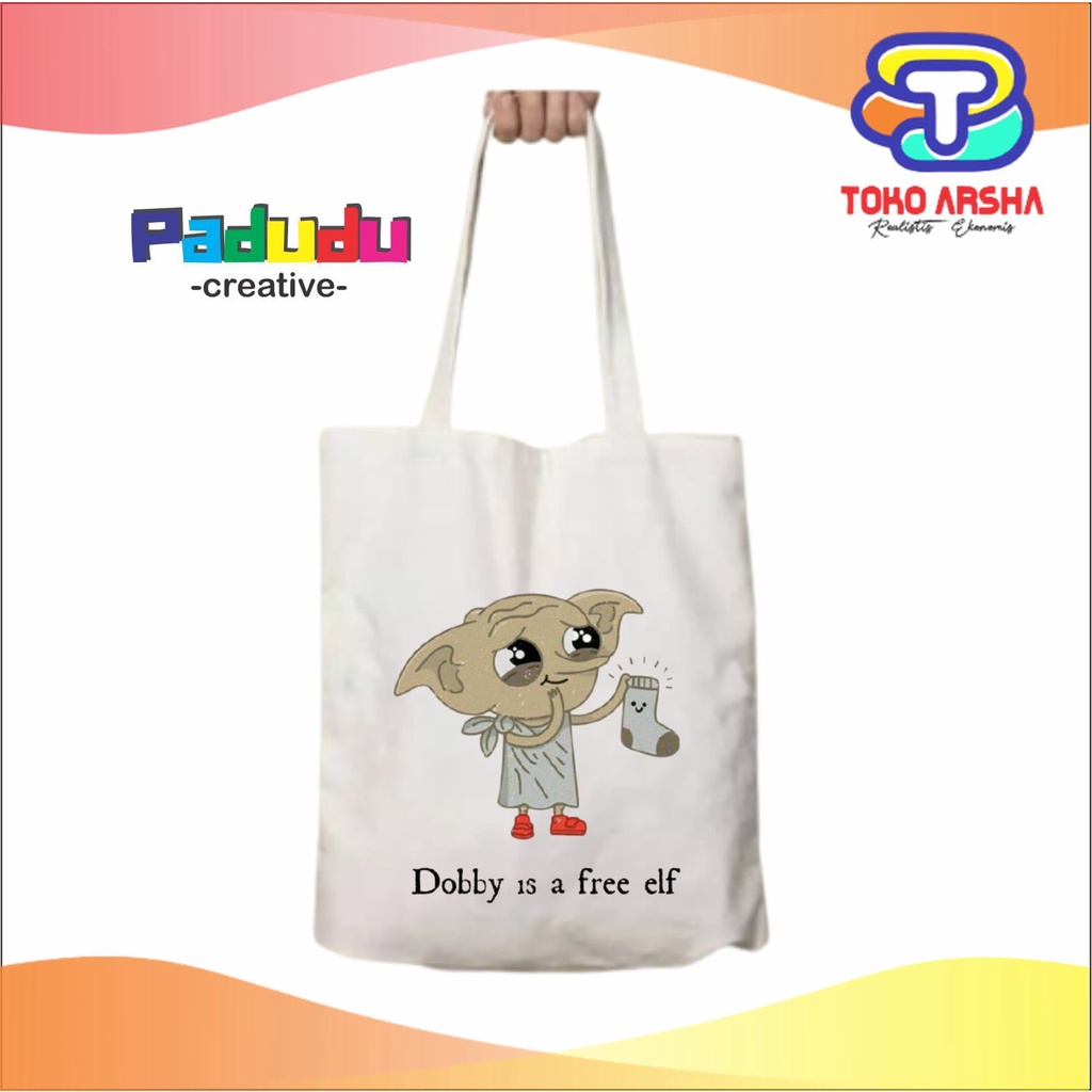 Tas Tote Vintage dobby is a free elf Aesthetic Resleting Totebag Wanita toko_arsha