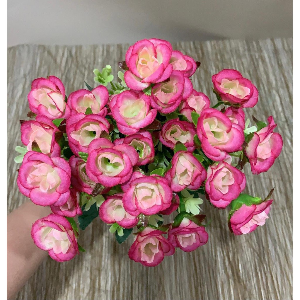 Bunga Artifisial Mini Rose x 15 Kepala Bunga Plastik Dekor Pelaminan M 79-2