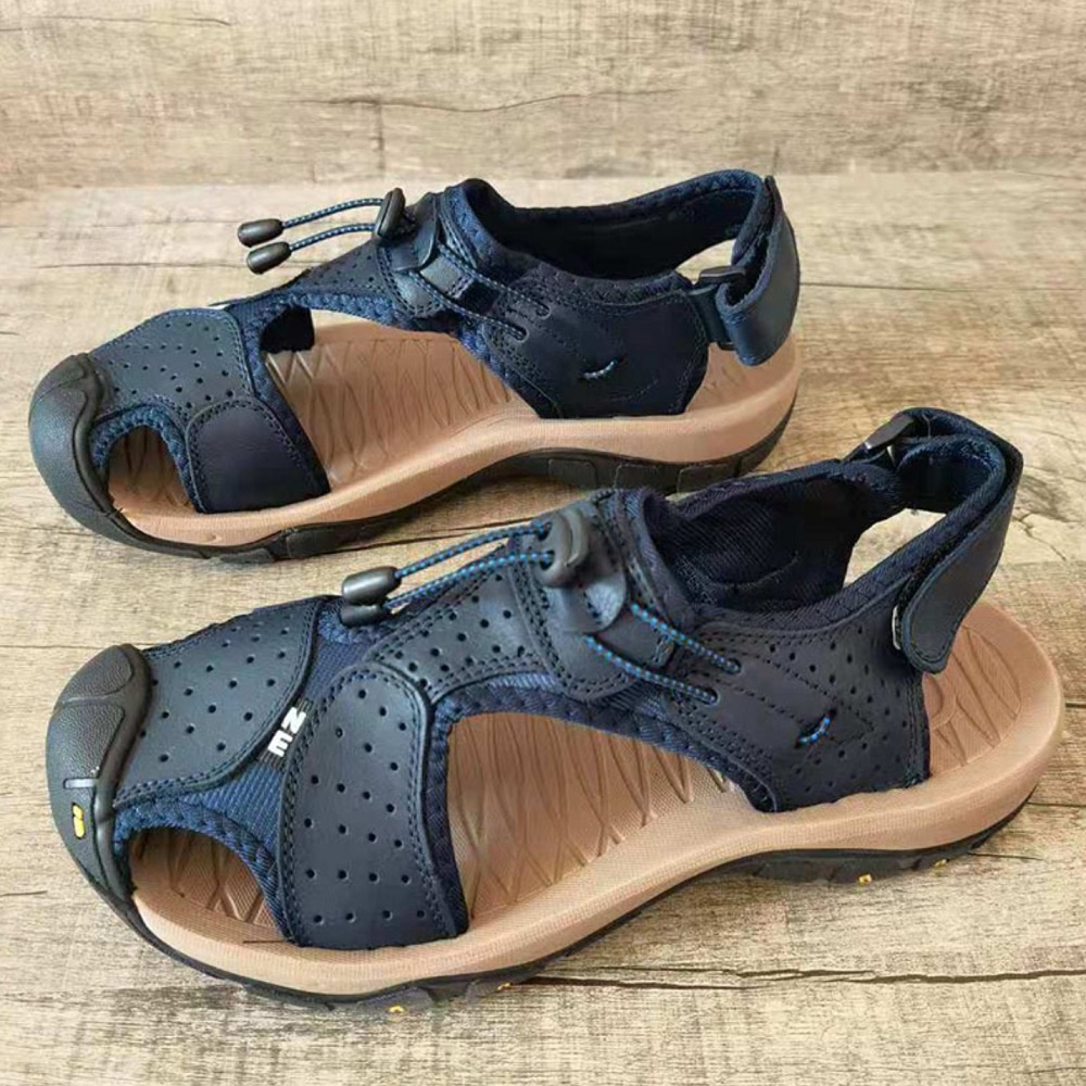 COD Fashion Kulit Asli Handmade Sandal Hiking Gunung Pria Original Sendal Trekking Keren Bernapas Musim Panas Outdoor 012