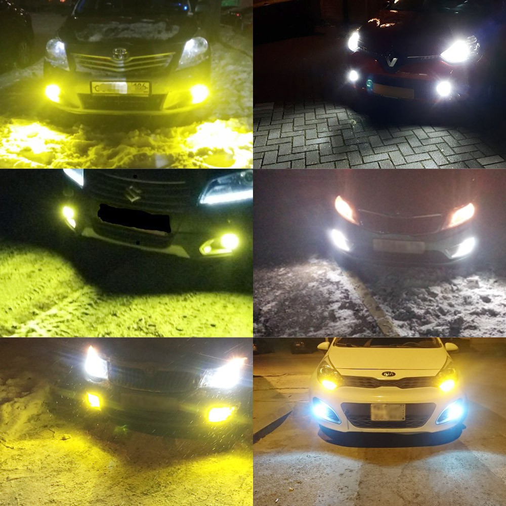 2 Pcs Lampu Mobil 9005 HB3 9006 HB4 LED Fog Lamp Mengemudi Bohlam DRL Siang Hari Lampu Canbus Bohlam Putih Emas