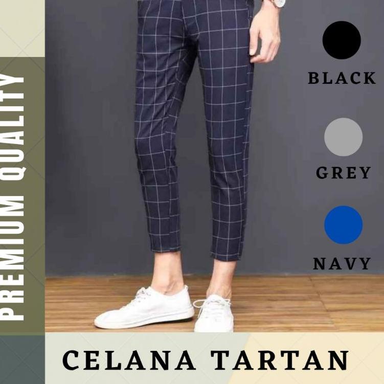 [CJR.01Jl22ᵁ] CELANA TARTAN PANJANG PRIA DEWASA KOTAK KOTAK SLIM FIT RIP PINGGANG KOLOR | AN14