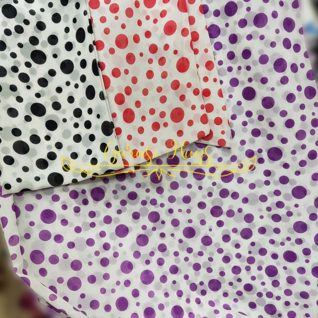 Kain Chiffon Polkadot Splat Dasar Putih Lebar 150 cm