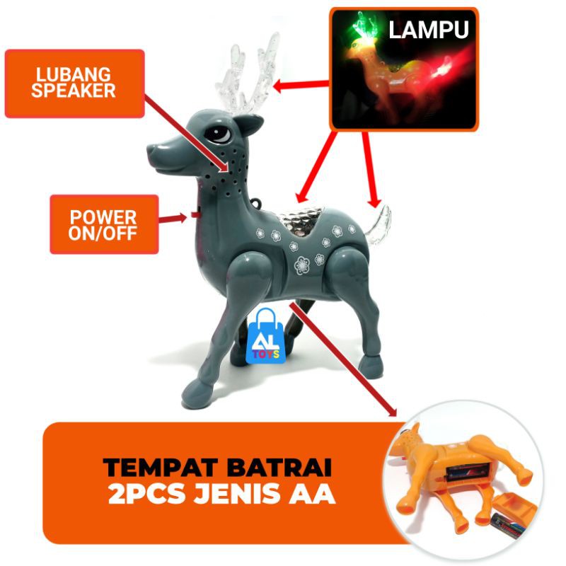 Mainan Anak Hewan Hewanan Binatang Rusa Kijang Lampu Musik