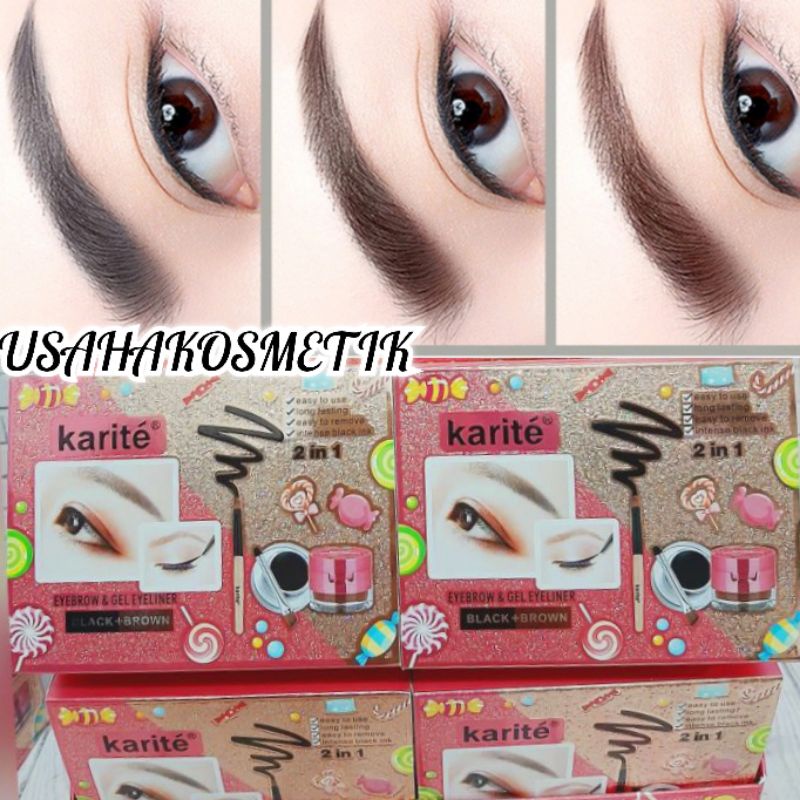 PROMO EYEBROW &amp; GEL EYELINER KARITE 2 IN1 [ BLACK+BROWN ] NO.89175 ROSE SERUM