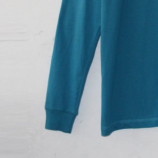  KAOS  POLOS  LENGAN PANJANG  TEAL SOLID BLUE WANITA DEWASA 