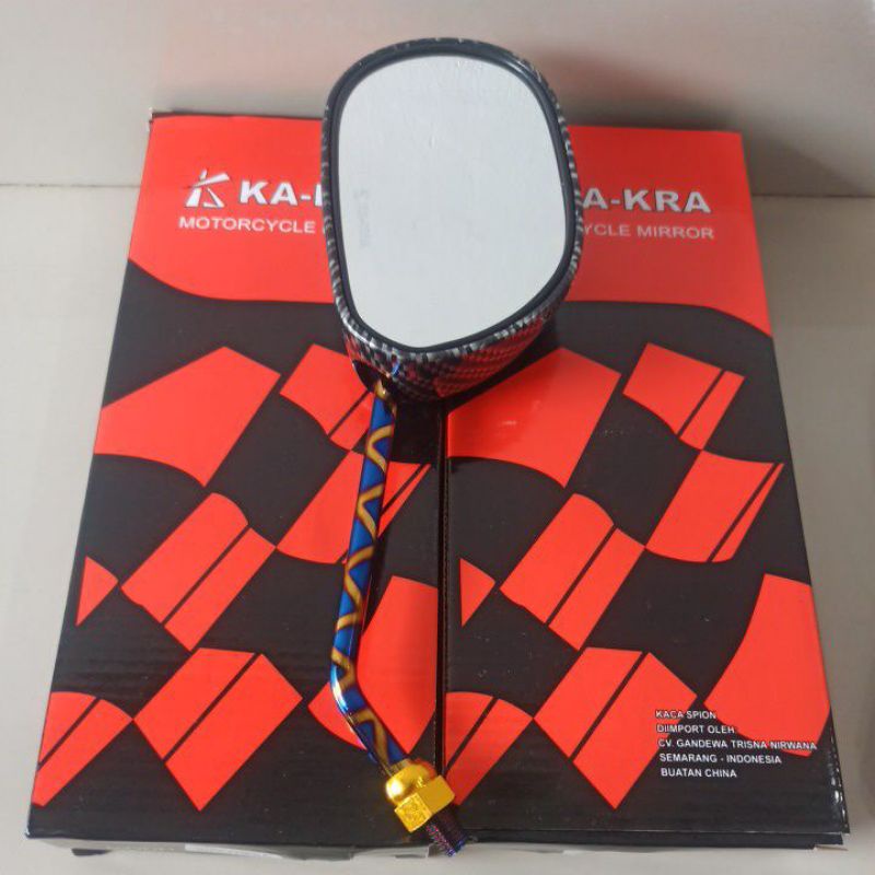 SPION KARBON STANDAR MIO TANGKAI PANJANG GOLD-BLUE (BLUE X) UNTUK MOTOR YAMAHA