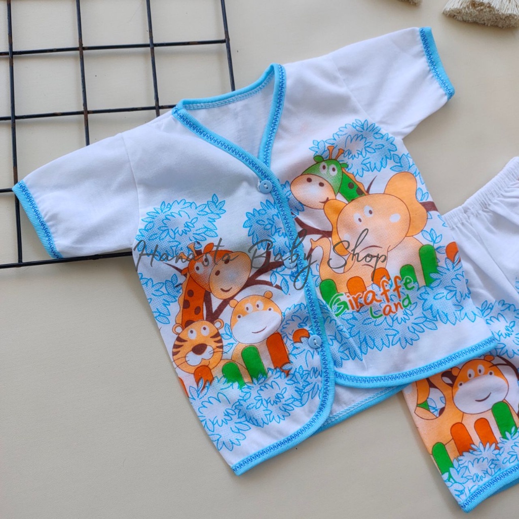 Baju Bayi Setelan Lengan Pendek Baru Lahir Motif Boneka Lokal