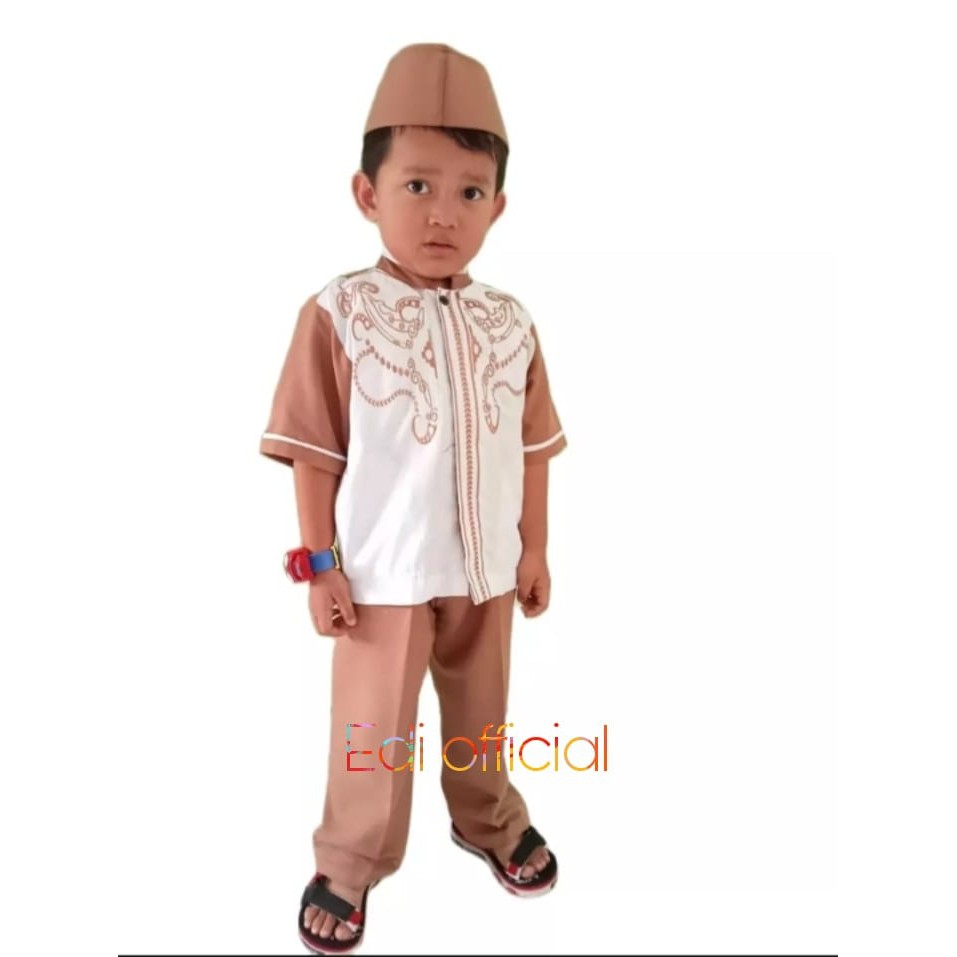 Stelan Koko anak/Stelan Anak laki laki - Koko Bordir terlaris ( Baju,Celana,Peci ) 2-10 TAHUN