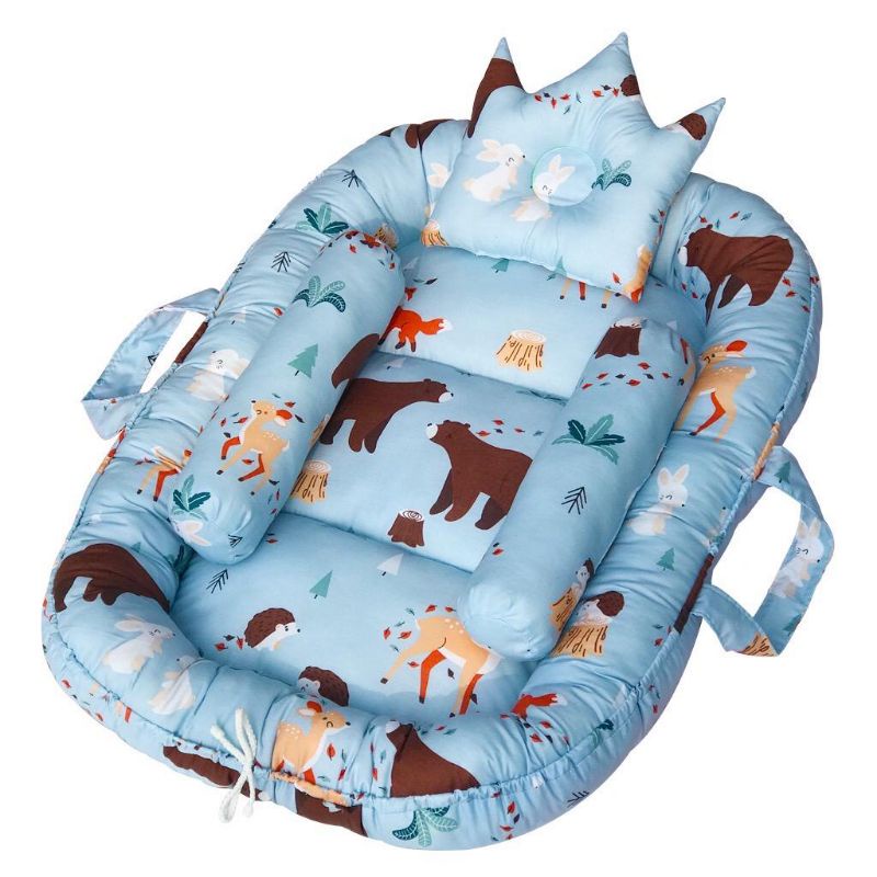 [ New Arrival ] Babynest kasur Bayi Portable | motif Bisa Bolak balik| bantal guling kelambu