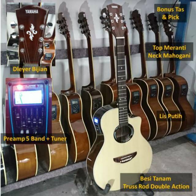 Gitar akustik elektrik preamp tuner model yamaha apx 500