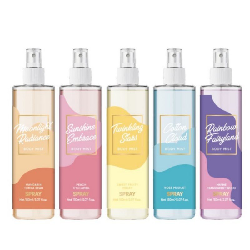 MINISO BODY MIST 150 ml / SUNSHINE EMBRACE/ MOONLIGHT RADIANCE/ TWINKLING STARS/ COTTON CLOUD