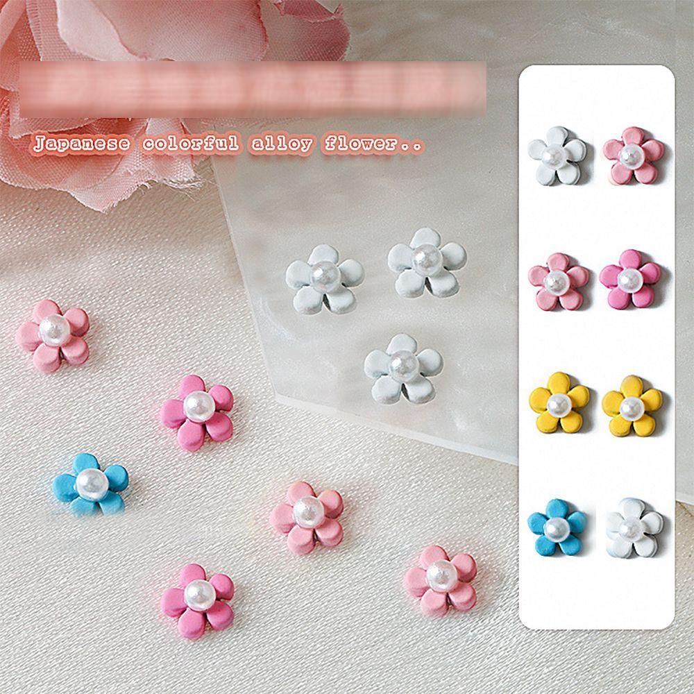 Mxbeauty Paku Charms 10pcs Bunga Hiasan Kuku Imitasi Mutiara Salon Kuku DIY Bahan Kuku 3D Dekorasi Kuku