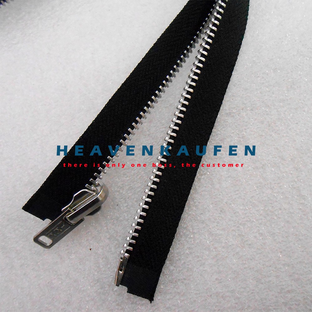 Resleting YKK 100 cm/1 meter Hitam Silver Bolak-Balik