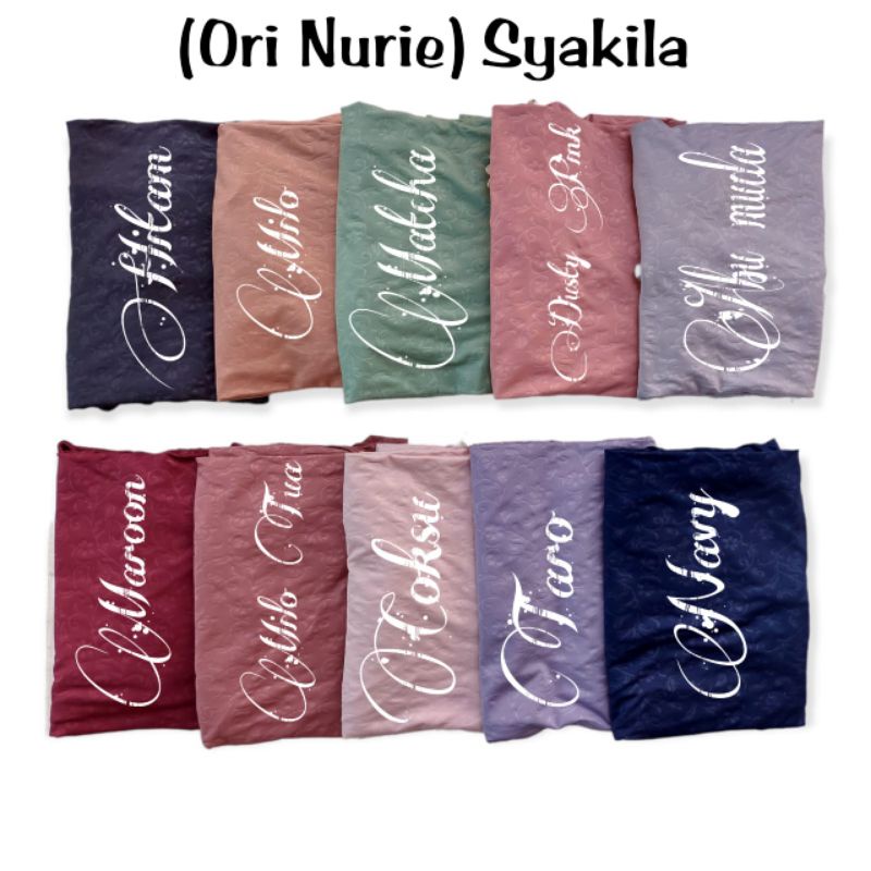 (Ori Nurie) SYAKILLA •jilbab instan jersey embos•bergo jumbo tali renda