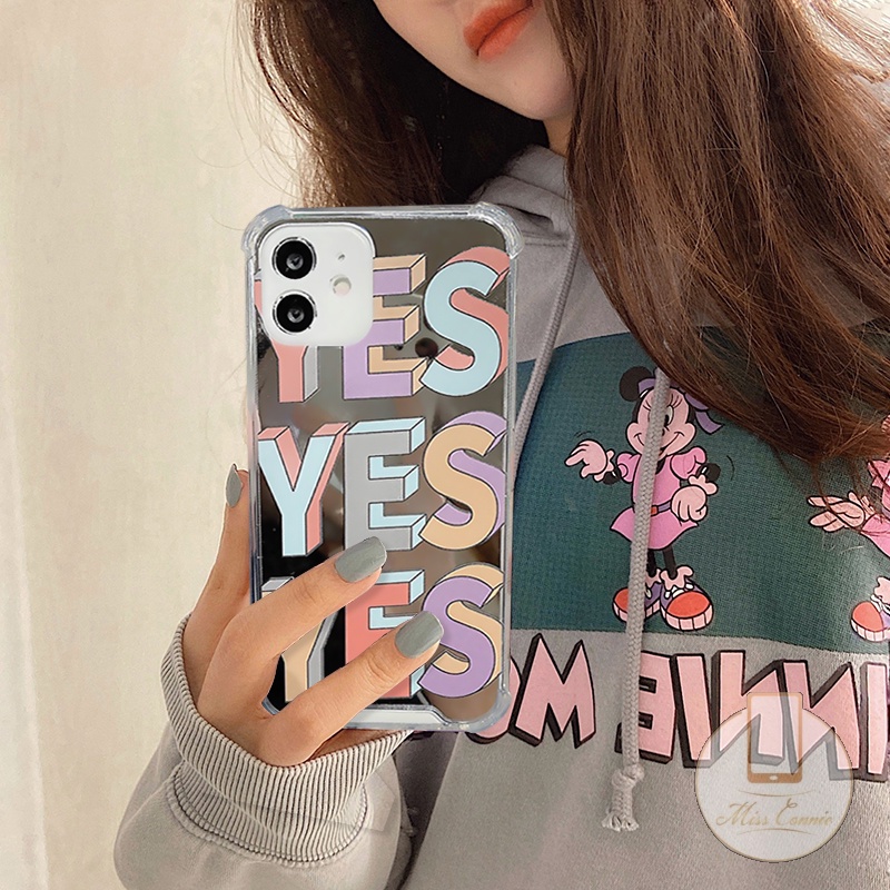 Casing iPhone 11 7Plus 8Plus XR X XS Max 13 12 Pro Max 7 8 Plus SE 2020 Shockproof Motif Tulisan YES