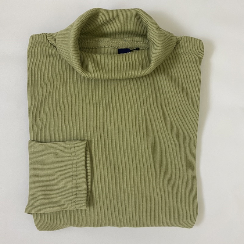 Kaos Turtleneck Pria Wanita Leher Tinggi Rib Premium-Oliv