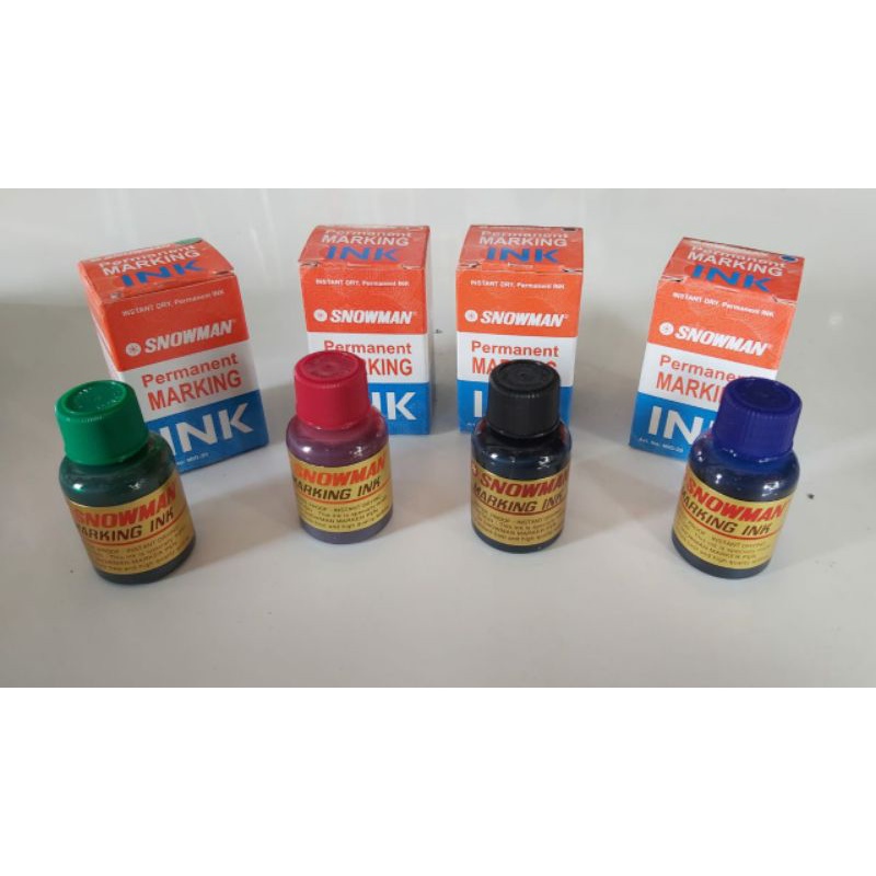 

Refill Tinta Spidol Snowman Permanen Hitam/Biru/Merah/Hijau Permanent Marking INK MIG 20 / MIG-20