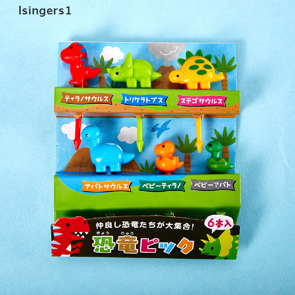 (lsingers1) 6pcs Tusuk Gigi / Buah Desain Dinosaurus Untuk Dekorasi Pesta