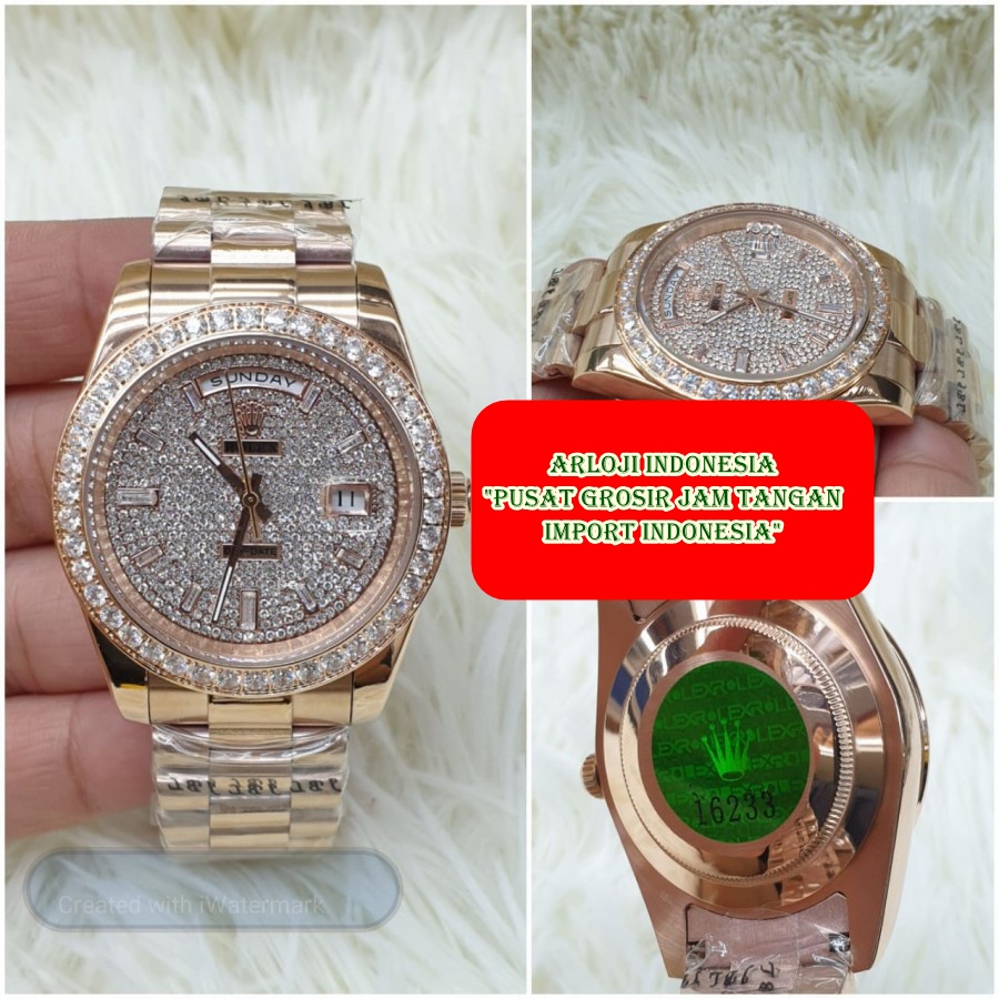 Impor Jam Tangan Pria ROLEX DayDate Rosegold Diamond Garansi 1th