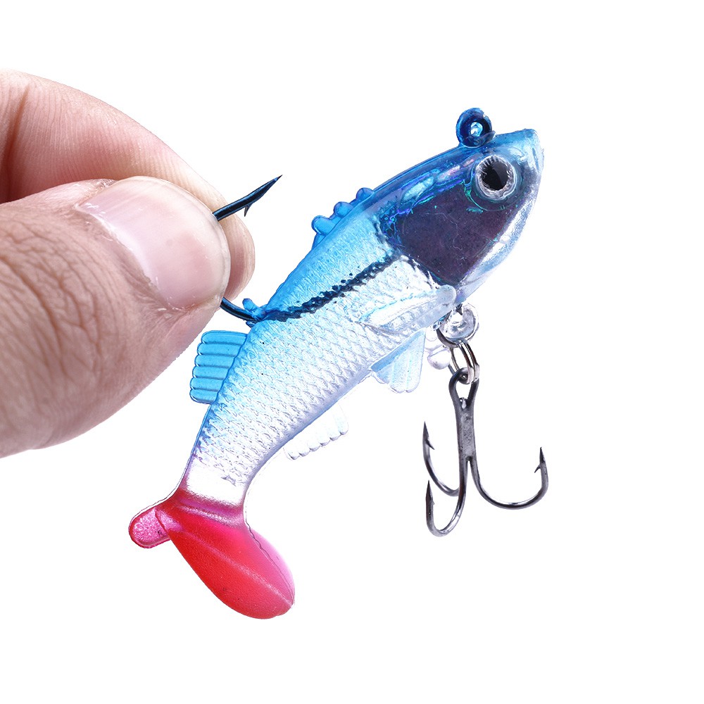 HENGJIA 5pcs Lead Shad softfish umpan pancing 6CM 8G colorful fishing lures swimbait bass ikan floating Single Hook Fishing Baits