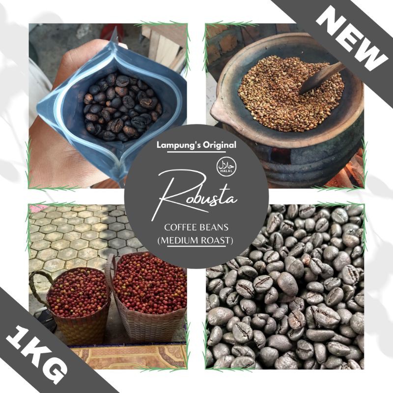 

Biji/Beans Kopi Robusta Asli Lampung (Medium Roast) 1Kg